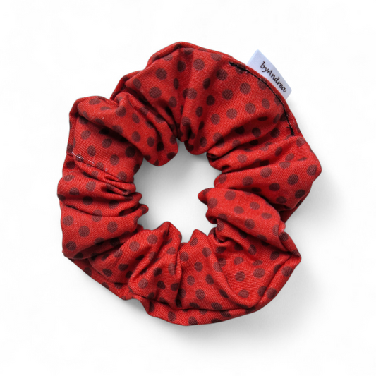 Scrunchie rød med prikker