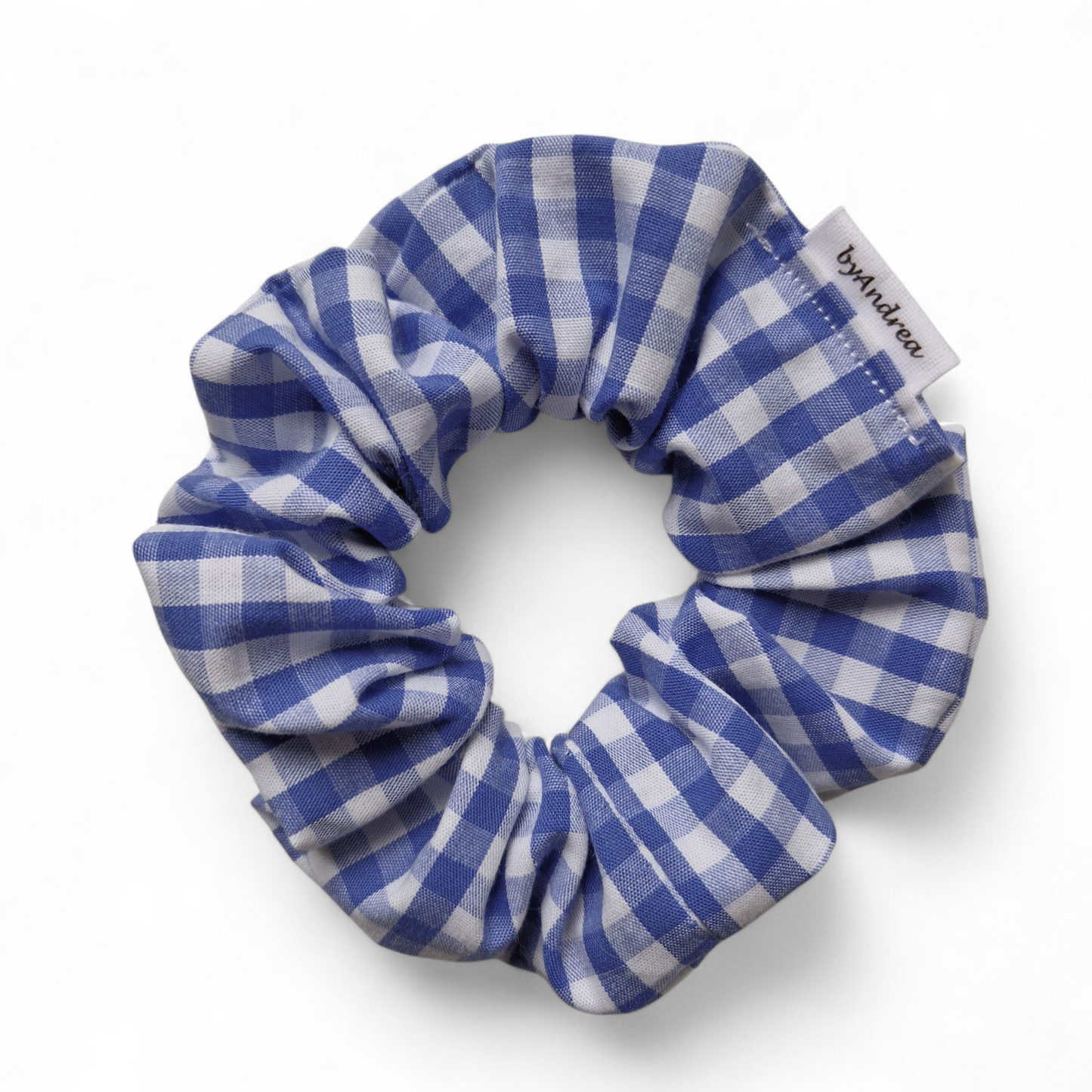 Scrunchie m/ruter blå/hvit