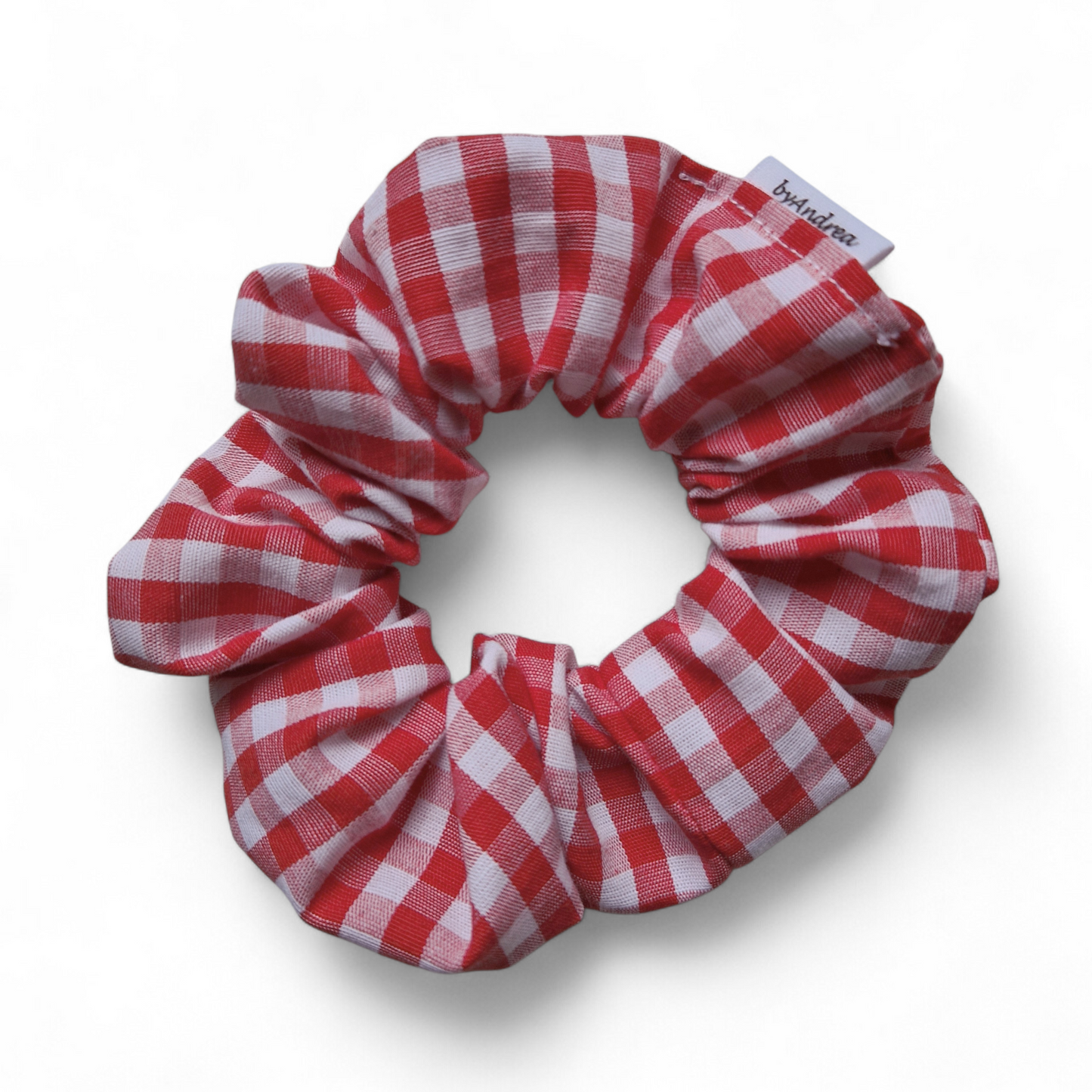 Scrunchie m/ruter rød/hvit